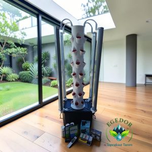 35 Gözlü Dikey Topraksız Tarım Sistemi(Full Set)(Aydınlatmalı 4×20 watt Grow Led) (v2)